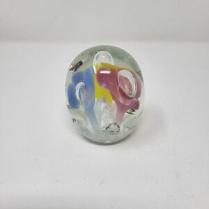 Vintage Trumpet Flower Small Paperweight Unmarked Clear Glass